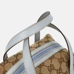Pre Owned Gucci Beige/Light Blue GG Handbag