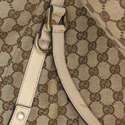 Pre Owned Gucci Beige Canvas GG Hobo Handbag