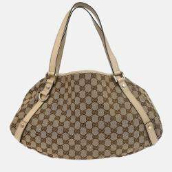 Pre Owned Gucci Beige Canvas GG Hobo Handbag