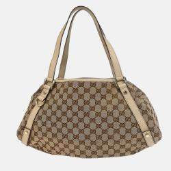 Pre Owned Gucci Beige Canvas GG Hobo Handbag