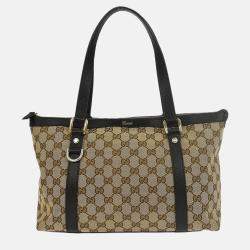 Pre Owned Gucci Beige Canvas GG Tote Handbag