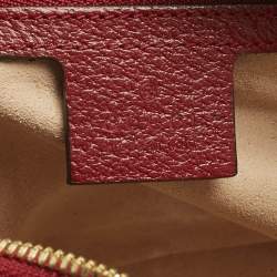 Pre Owned Gucci Red GG Supreme Canvas and Leather Floral Ophidia Square Bag