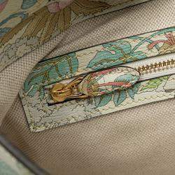 Pre Owned Gucci White Yuko Higuchi Small Calfskin  Floral Print Jackie 1961