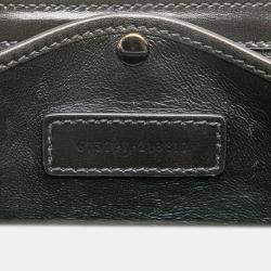 Pre Owned Gucci Black Small Calfskin 1947 Bamboo Top Handle Bag