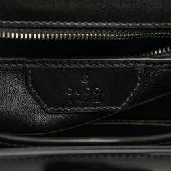 Pre Owned Gucci Black Small Calfskin 1947 Bamboo Top Handle Bag