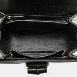 Pre Owned Gucci Black Small Calfskin 1947 Bamboo Top Handle Bag