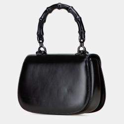 Pre Owned Gucci Black Small Calfskin 1947 Bamboo Top Handle Bag