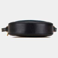Pre Owned Gucci Blue GG Velvet Ophidia Round Crossbody