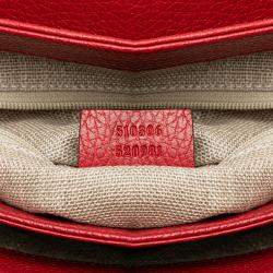 Pre Owned Gucci Red Medium Dollar Calf Interlocking G Satchel