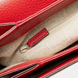 Pre Owned Gucci Red Medium Dollar Calf Interlocking G Satchel