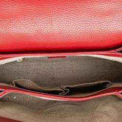 Pre Owned Gucci Red Medium Dollar Calf Interlocking G Satchel