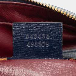 Pre Owned Gucci Blue Brown Horsebit 1955 Flap Pocket Camera Bag