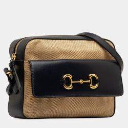 Pre Owned Gucci Blue Brown Horsebit 1955 Flap Pocket Camera Bag