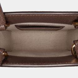 Pre Owned Gucci Beige Brown Mini GG Supreme Ophidia Web Satchel