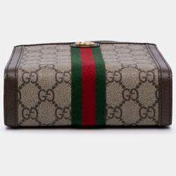 Pre Owned Gucci Beige Brown Mini GG Supreme Ophidia Web Satchel