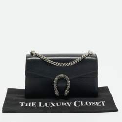 Pre Owned Gucci Black Leather Small Dionysus Crystals Shoulder Bag
