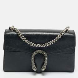 Pre Owned Gucci Black Leather Small Dionysus Crystals Shoulder Bag