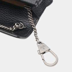 Pre Owned Gucci Black Super Mini Dionysus Leather Crossbody Bag