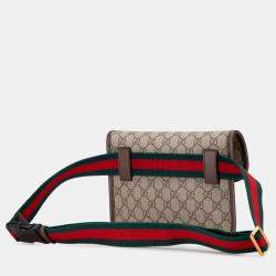 Pre Owned Gucci Beige Brown GG Supreme Web Neo Vintage Belt Bag