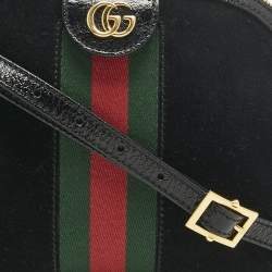 مملوكة مسبقًا حقيبة كتف غوتشي أوبيديا ويب سويد أحمر / أزرق صغيرة