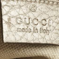 Pre Owned Gucci Metallic Gold Leather Mini Bamboo Tote