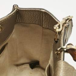 Pre Owned Gucci Metallic Gold Leather Mini Bamboo Tote