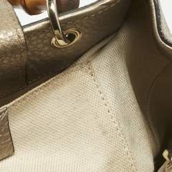 Pre Owned Gucci Metallic Gold Leather Mini Bamboo Tote