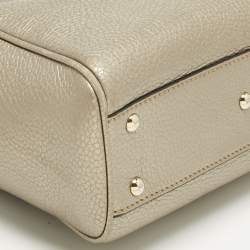 Pre Owned Gucci Metallic Gold Leather Mini Bamboo Tote