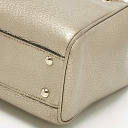 Pre Owned Gucci Metallic Gold Leather Mini Bamboo Tote