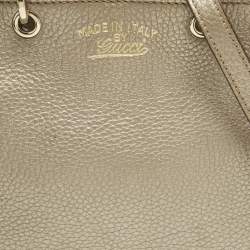 Pre Owned Gucci Metallic Gold Leather Mini Bamboo Tote