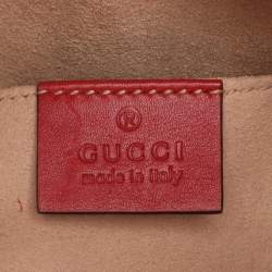 Pre Owned Gucci Red Matelassé Leather GG Marmont Belt Bag