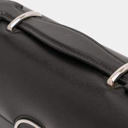 Pre Owned حقيبة ساتشل غوتشي بتيت GG جلد أسود ميني