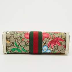 Pre Owned Gucci White/Multicolor GG Supreme Canvas Flora Ophidia Small Chain Shoulder Bag