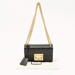 Pre Owned Gucci Black Guccissima Leather Small Padlock Shoulder Bag