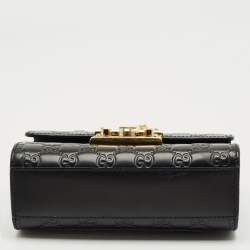 Pre Owned Gucci Black Guccissima Leather Small Padlock Shoulder Bag