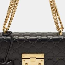 Pre Owned Gucci Black Guccissima Leather Small Padlock Shoulder Bag