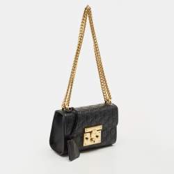 Pre Owned Gucci Black Guccissima Leather Small Padlock Shoulder Bag