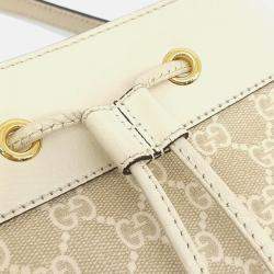 Pre Owned Gucci White Fabric and Leather Ophidia Small Bucket Bag