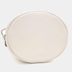 Pre Owned Gucci White Leather GG Marmont Mini Bucket Bag