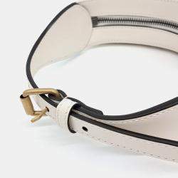 Pre Owned Gucci White Leather Marmont Half Moon Mini Shoulder Bag