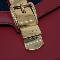 Pre Owned Gucci Red Leather Sylvie Bag
