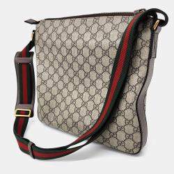 Pre Owned Gucci Beige Canvas and Leather Supreme Courier Crossbody Bag