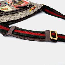 Pre Owned Gucci Beige Canvas and Leather Supreme Courier Crossbody Bag