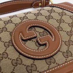 Pre Owned Gucci Beige Brown Canvas and Leather Blondie Medium Top Handle Bag