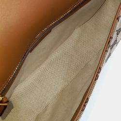 Pre Owned Gucci Beige Brown Canvas and Leather Blondie Medium Top Handle Bag
