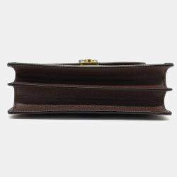 Pre Owned Gucci Beige Brown Canvas and Leather Ophidia Top Handle Bag