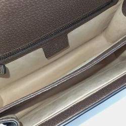 Pre Owned Gucci Beige Brown Canvas and Leather Ophidia Top Handle Bag
