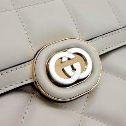 Pre Owned Gucci White Leather Deco Small Shoulder Bag