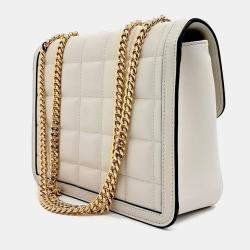 Pre Owned Gucci White Leather Deco Small Shoulder Bag