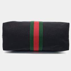 Pre Owned Gucci Black Fabric Web Tote Bag